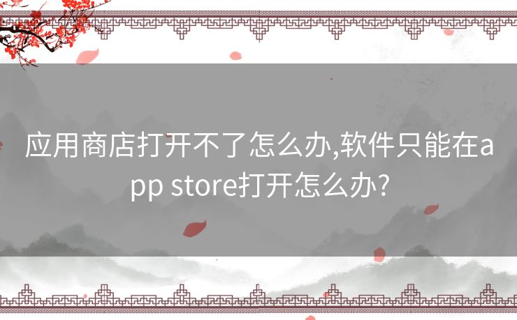 应用商店打开不了怎么办,软件只能在app store打开怎么办?