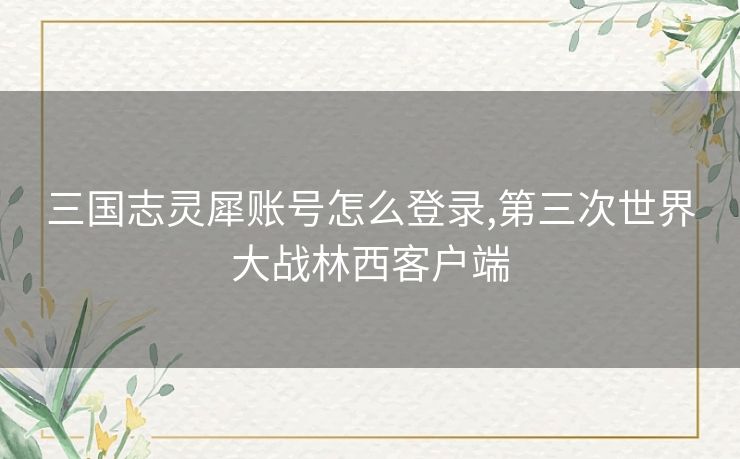 三国志灵犀账号怎么登录,第三次世界大战林西客户端
