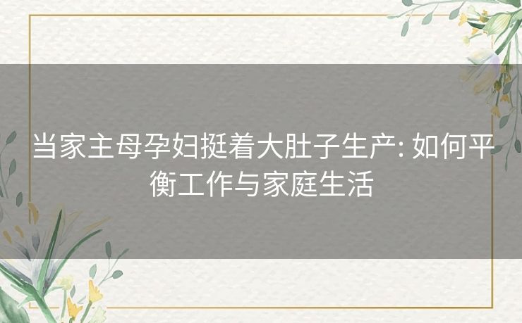 当家主母孕妇挺着大肚子生产: 如何平衡工作与家庭生活 当家主母孕妇挺着大肚子生产: 如何平衡工作与家庭生活
