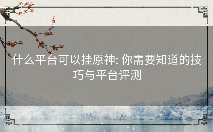 什么平台可以挂原神: 你需要知道的技巧与平台评测 什么平台可以挂原神: 你需要知道的技巧与平台评测