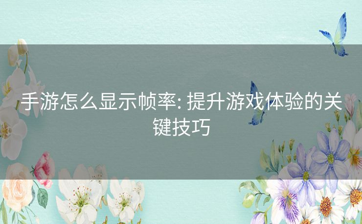 手游怎么显示帧率: 提升游戏体验的关键技巧